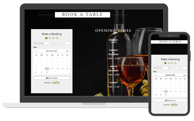 online booking system on ciao ristorante - desktop and mobile